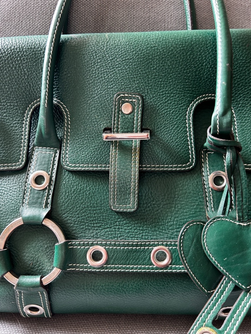 Luella Bartley vintage large green leather tote bag - Picture 3 of 15